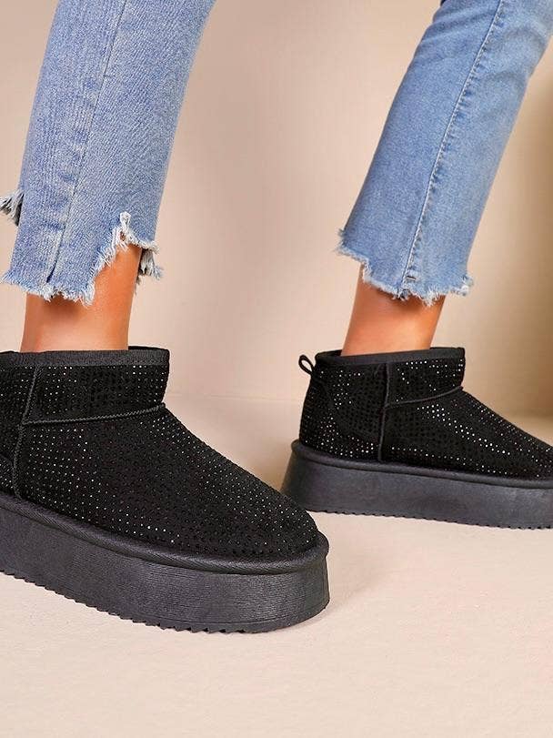 Joia Paris – Großhandel Stiefeletten – Damen – Plateau-Stiefeletten mit Strassbesatz und PU-15-Futter1