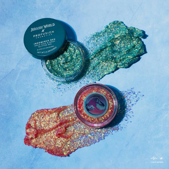 Jurassic World Holo Face and Body Glitter Gel for wholesale by Profusion Cosmetics
