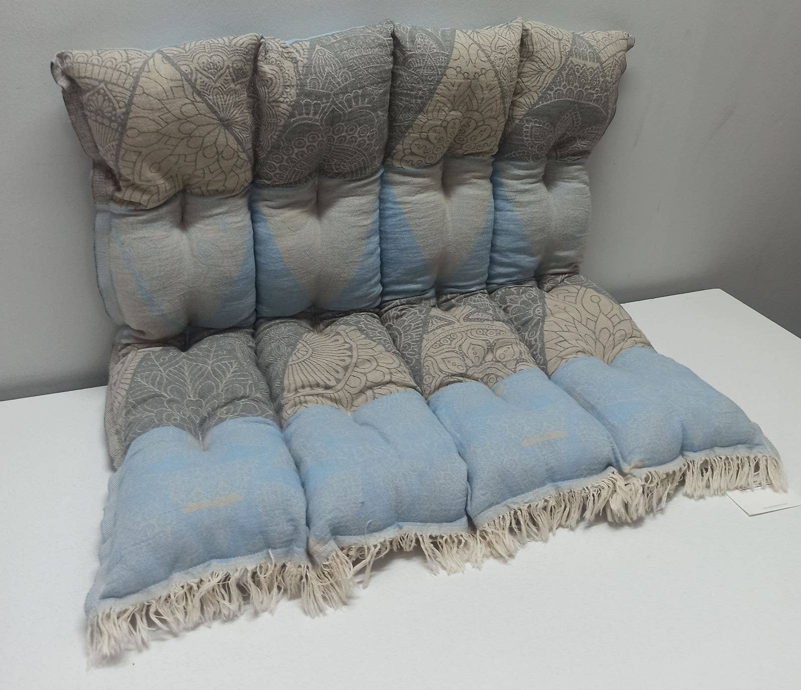 AELIA ANNA – Almofada de cadeira por atacado – Almofada Elounda Bege, Azul Claro e Antracite0