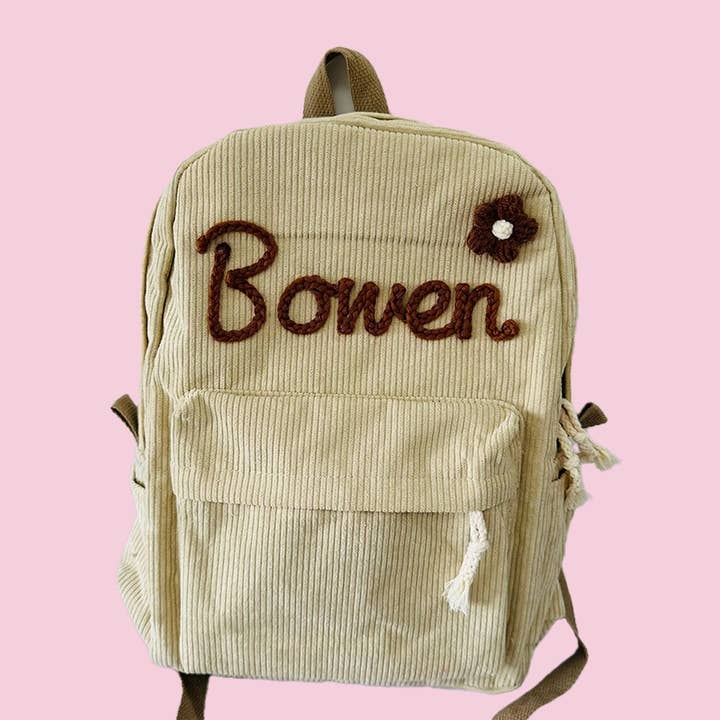 APHISON - Wholesale Backpack - Women's - Corduroy Large Capacity Backpack with Personalized Name5