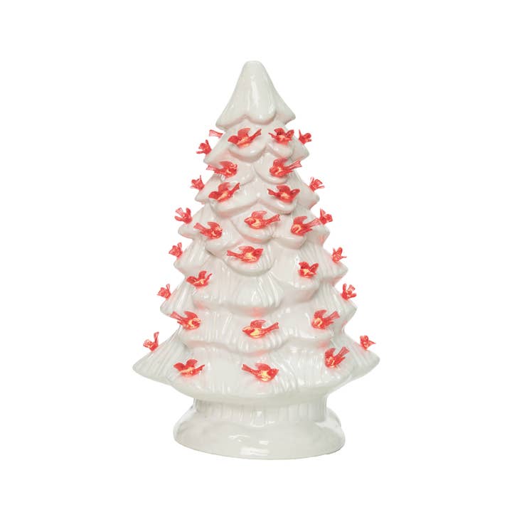 Transpac - Wholesale Christmas Decoration - Ceramic 11.8" Christmas Cardinal Tree