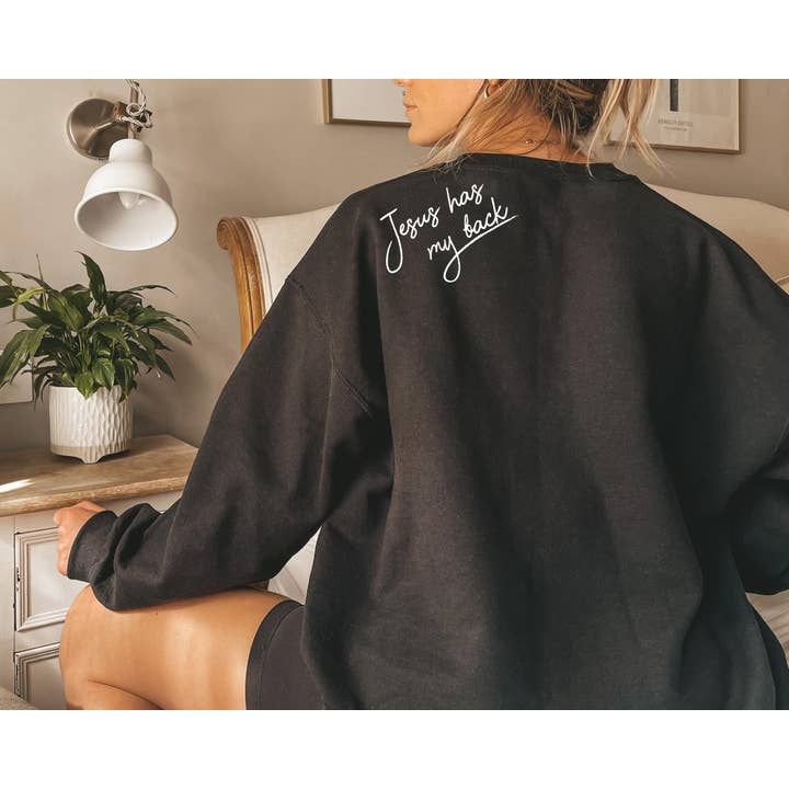 Self Made Life Co - Wholesale Graphic Sweatshirt - Women's - Jesus Has My Back-Sweatshirt