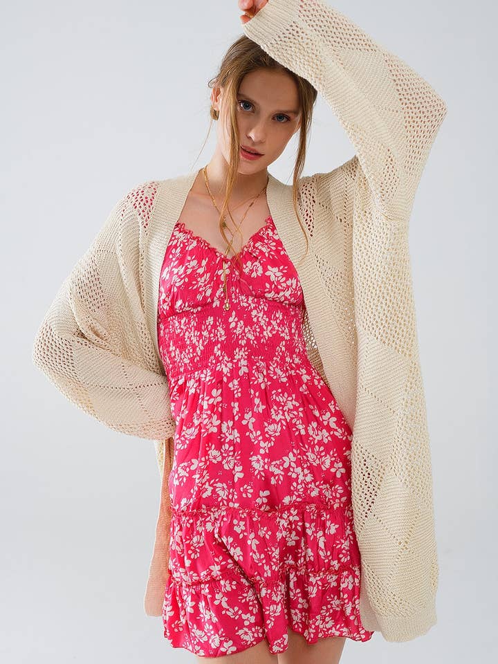 Beige Draped Cardigan With Crochet Design for wholesale on Faire2