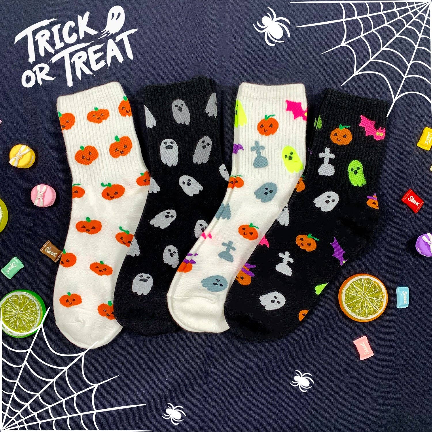 7DAYSSOCKS - Wholesale Socks - Women's - Women's Crew Halloween Emoticon Socks8