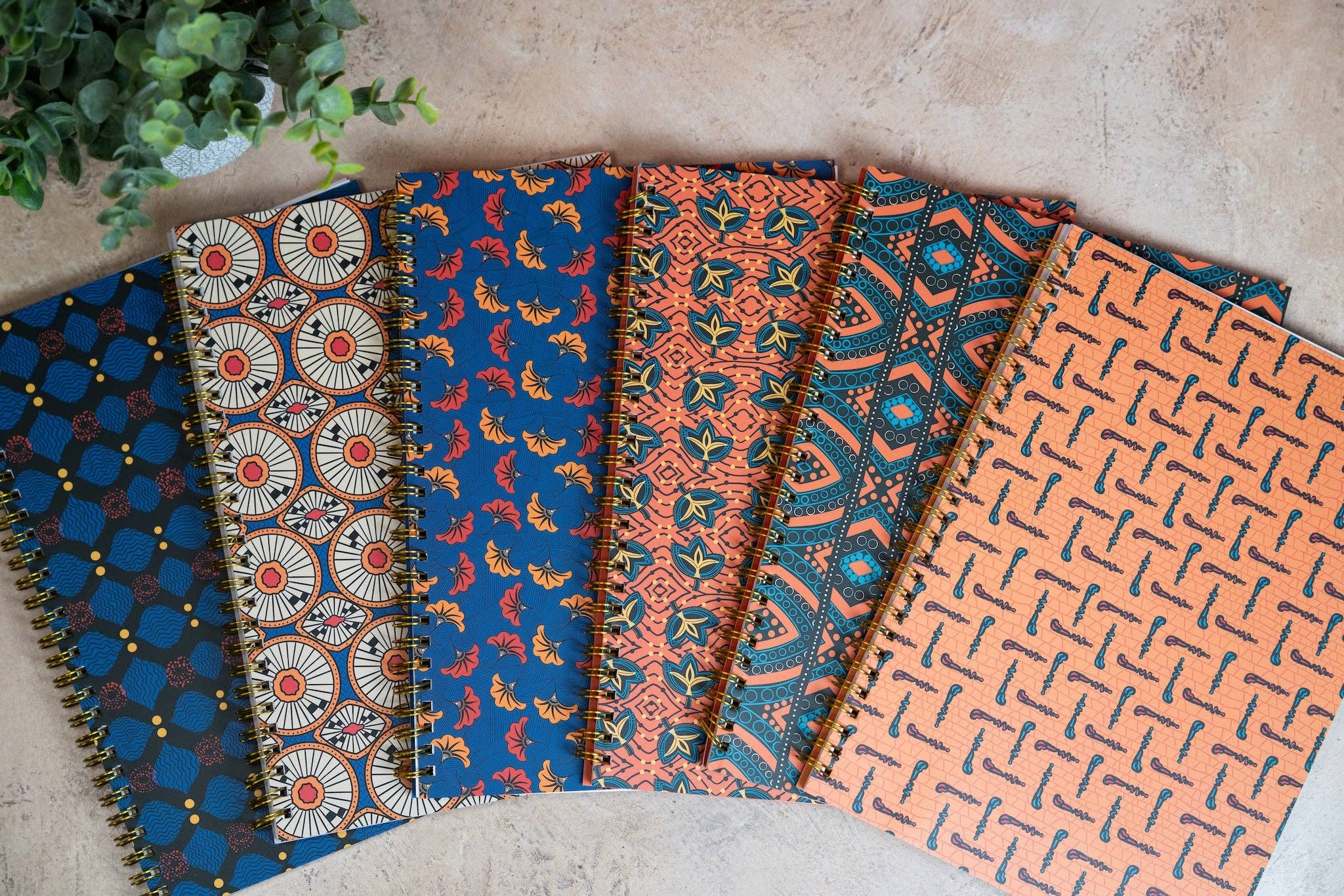 Pounded Yam Productions - Wholesale Notebook - African Print Soft Cover Spiral Notebook - Fans5