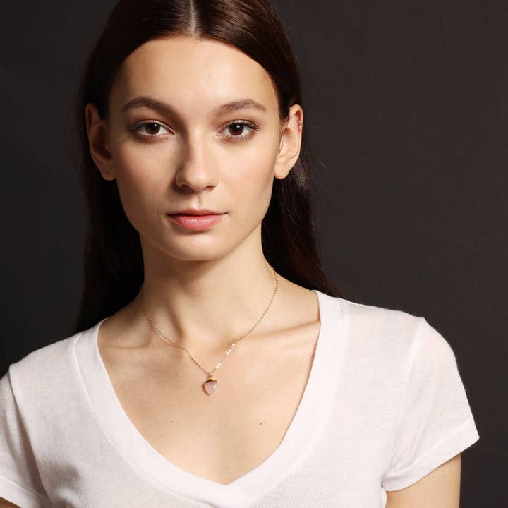 Rosa Chalcedon Schild Anhänger Goldkette für den Großhandel von Soul & Little Rose