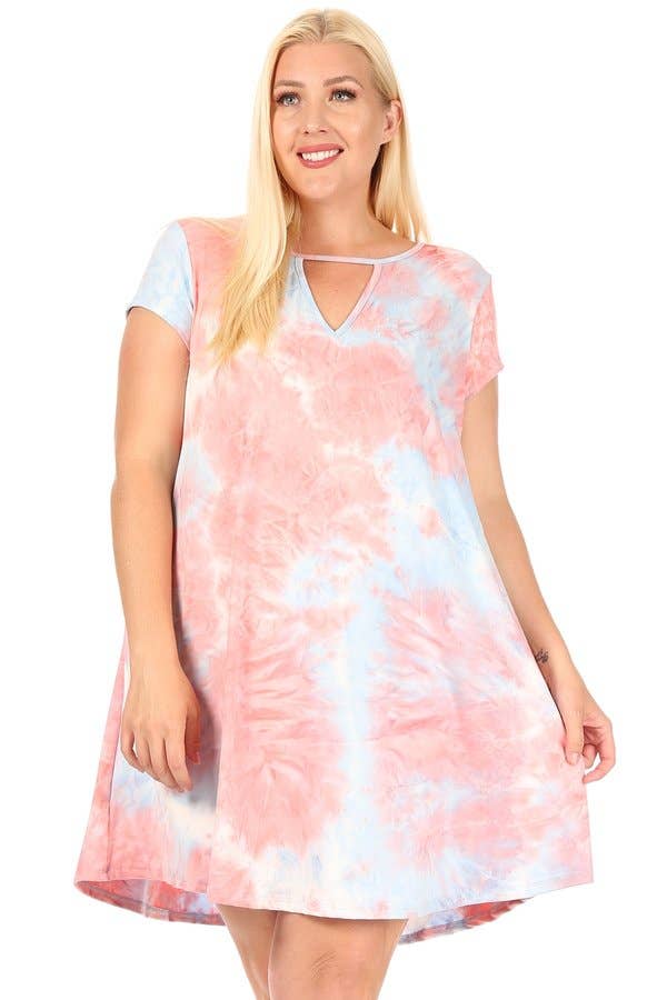 VIBE Apparel Co – wholesale Klänning - Dam – Plus slips färgämne nyckelhål sväng klänning11