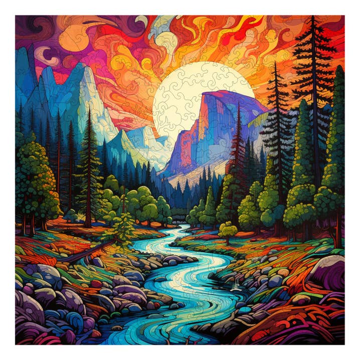 Quebra-cabeça Cromatic Cliffs em Madeira 300PC por atacado de Trippy Puzzle Co