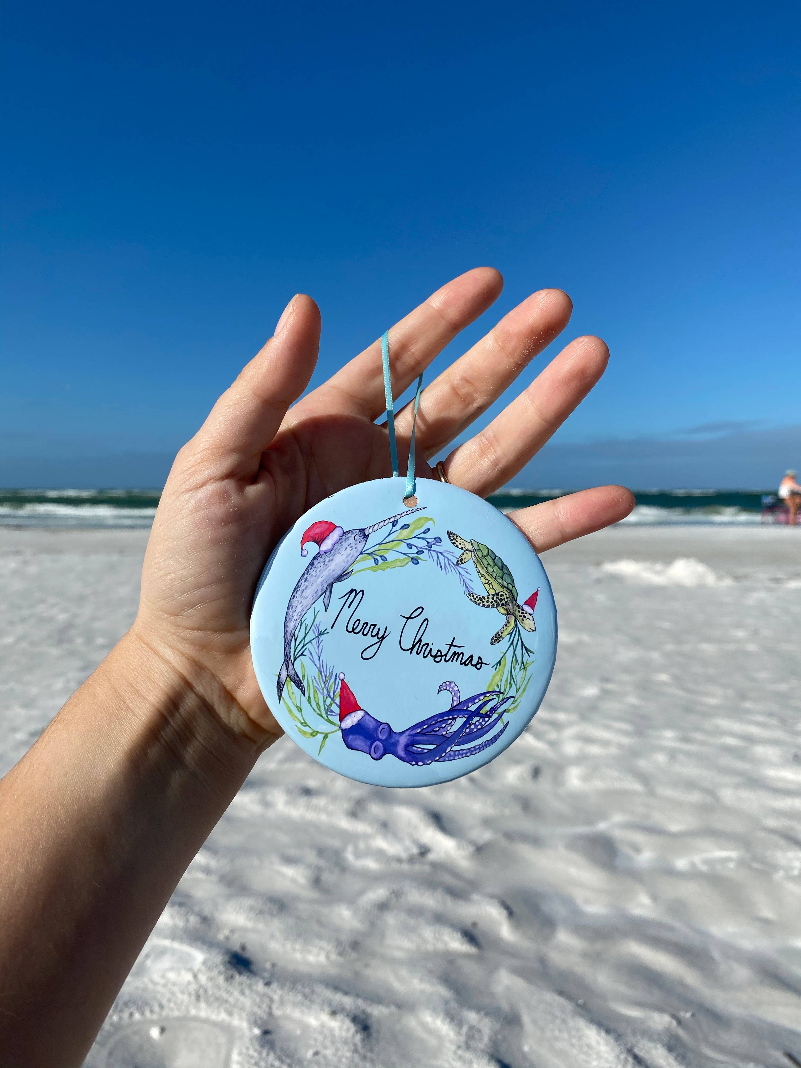 Fox & Crow Paper co. - Wholesale Ornament - Merry Christmas Ornament / Ocean Ornament / Narwhal ornament3