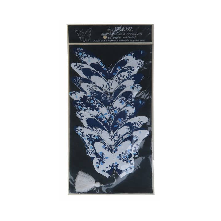 Epigram - Vente Fanion/guirlande - Guirlande de papillons bleus et pailleté 3D en papier