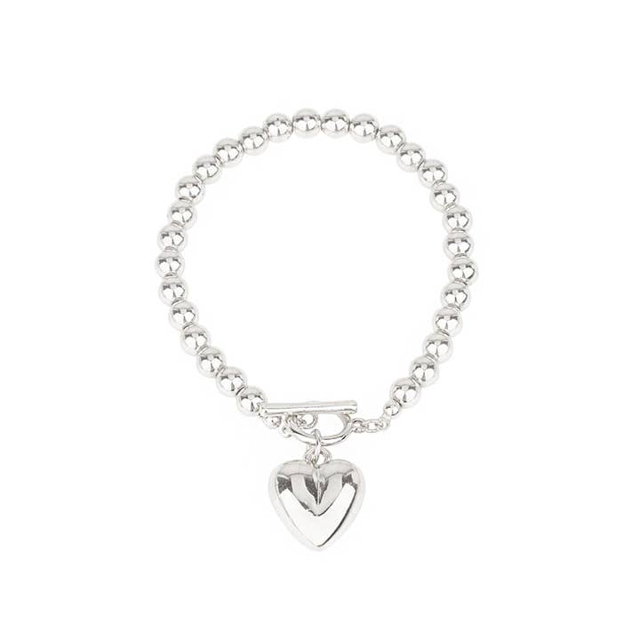 Ellison+Young - Wholesale Charm/Dangle Bracelet - Ball Beads Dangle Heart Toggle Bracelet