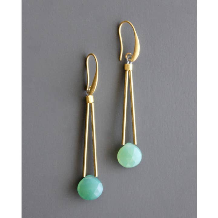 David Aubrey Jewelry - Wholesale Dangle Earrings - BKNE23 Green onyx geometric earrings0