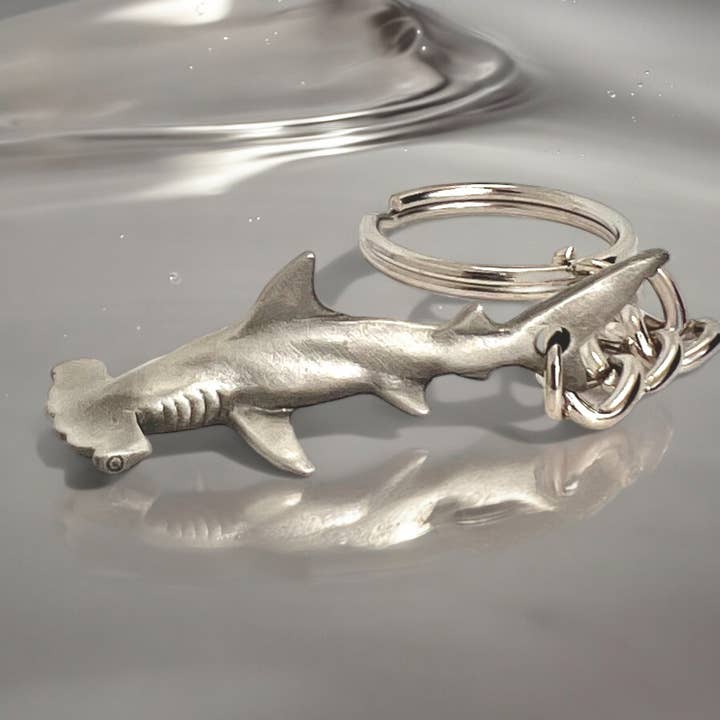 Big Blue by Roland St John - Wholesale Keychain - Unisex - Hammerhead Shark Keychain for Men and Women, Shark Keychain