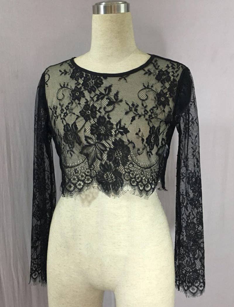 safistyle – wholesale Blouse – Women’s – Lace Long Sleeve Crop Top8