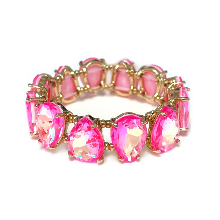 StarryNYC - Wholesale Beaded Bracelet - Neon & Pastel Teardrop Glass Crystal Bead Stretch Bracelet9