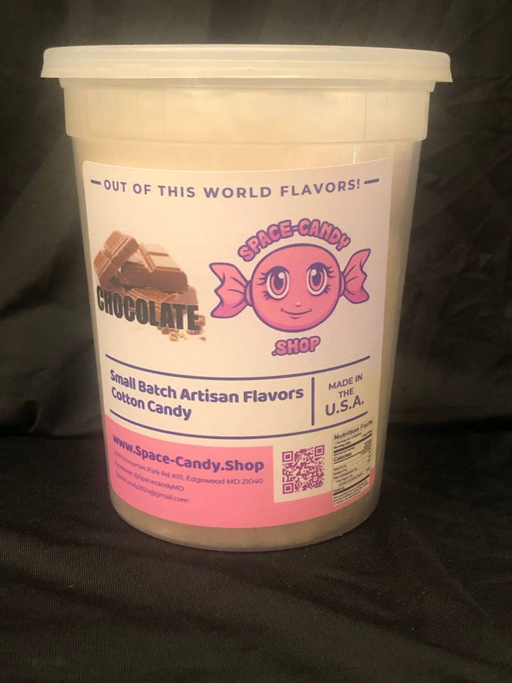 Barquette de 32 oz de barbe à papa Chocolate Classic pour la vente par Space-Candy.Shop