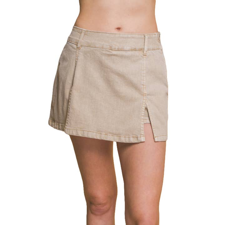 Effortless Style with Double Side Slit Denim Skort for wholesale by Apolline