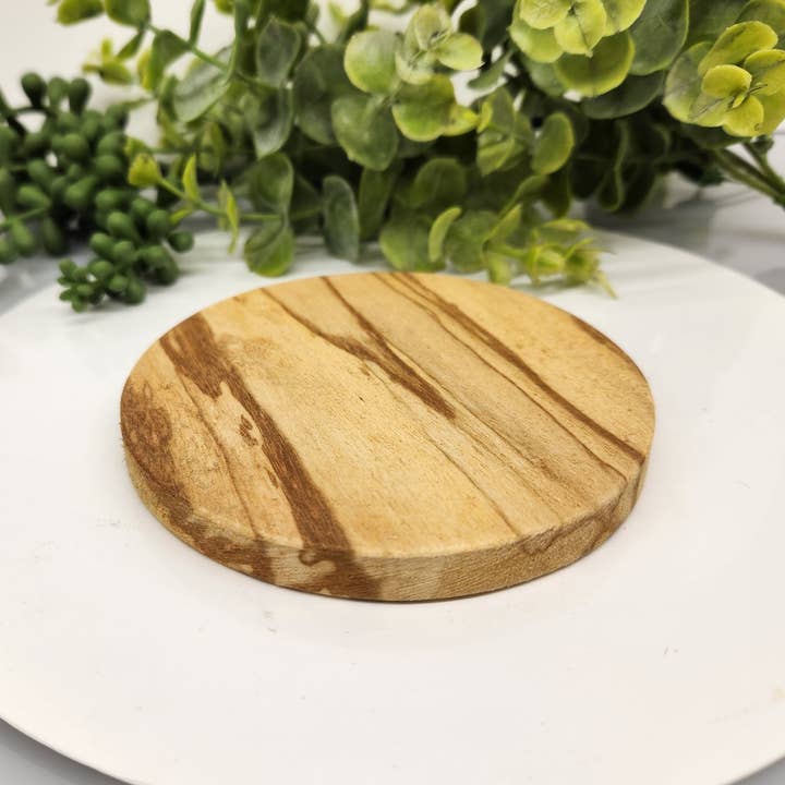 Palo Santo Coaster/Tile Plain 10x1 cm Round--Sustainably for wholesale by Meraki Gemstones