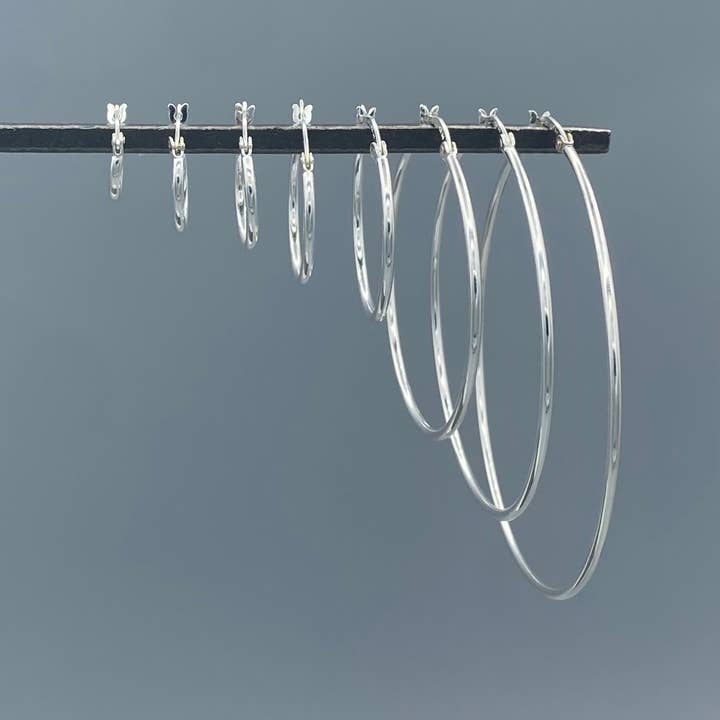 Something Silver - Wholesale Hoop Earrings - 1.5mm Sterling Silver French Lock Tube Hoops