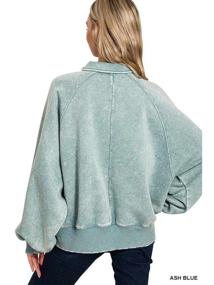 Vanilla Monkey - Wholesale Sweatshirt - Women's - Acid Wash Fleece Button Up Collared Pullover15