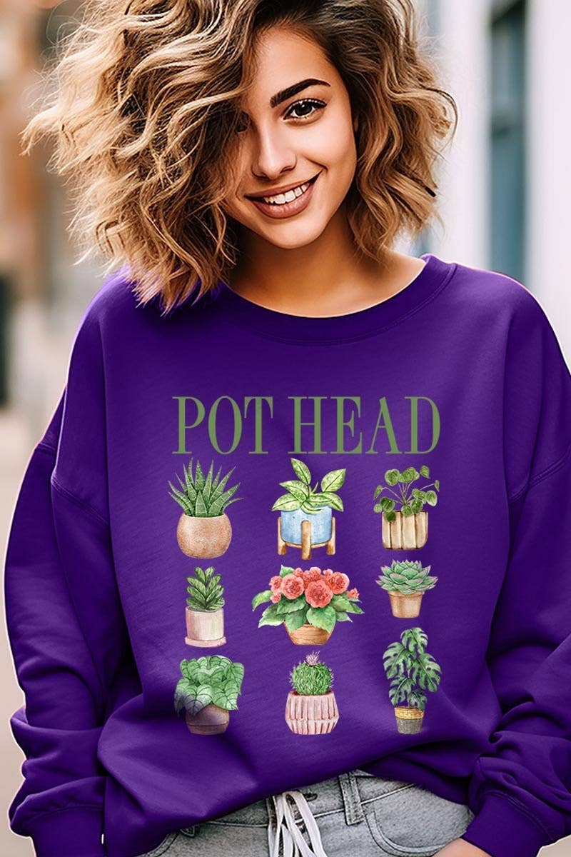 COLORBEAR - Wholesale T-Shirt (Graphic) - Women's - Pot Head Plant Lover Graphic Sweatshirt6
