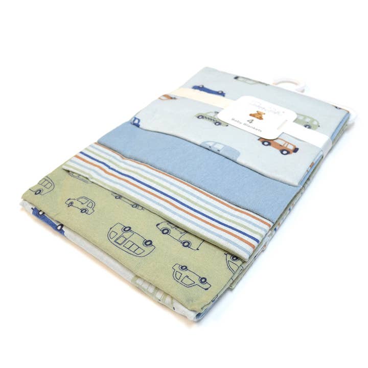 100% Cotton Rene Rofe 4-Pack Flannel Receiving Baby Blankets for wholesale by Lollipop Dreams