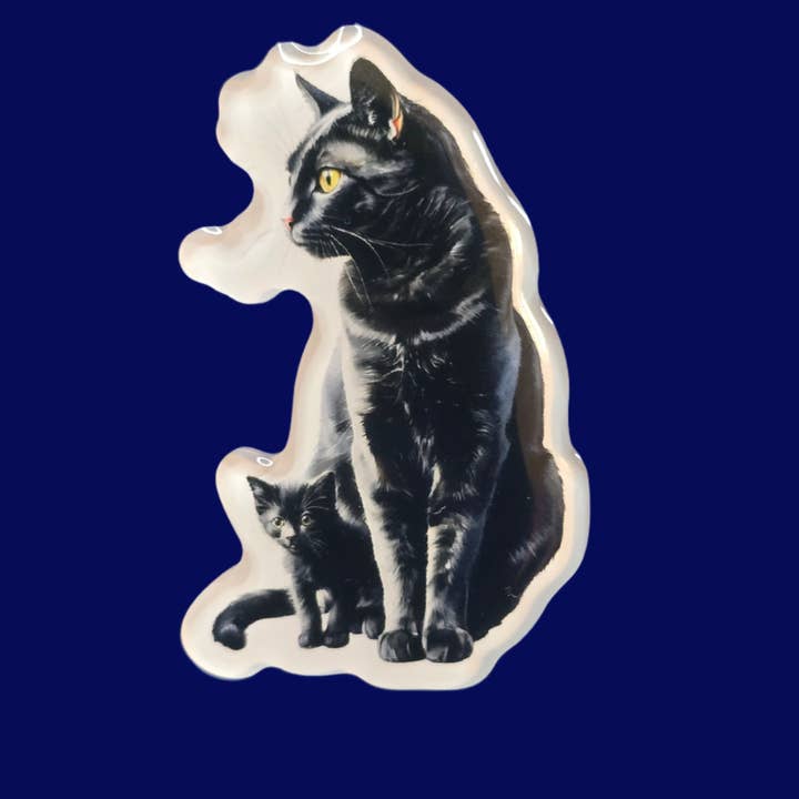 Black Cat Fridge Magnet, Mom and Kitten Magnet, Handmade Cat Lover Gift, Cute Magnetic Decor for Kitchen, Office, or Locker for wholesale by Designs by Mysh