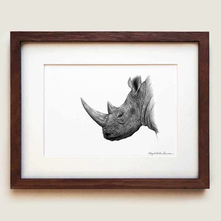Rinoceronte Bianco | Stampa d'Arte Incorniciata per la vendita all'ingrosso da parte di ElizabethAnnFrancis