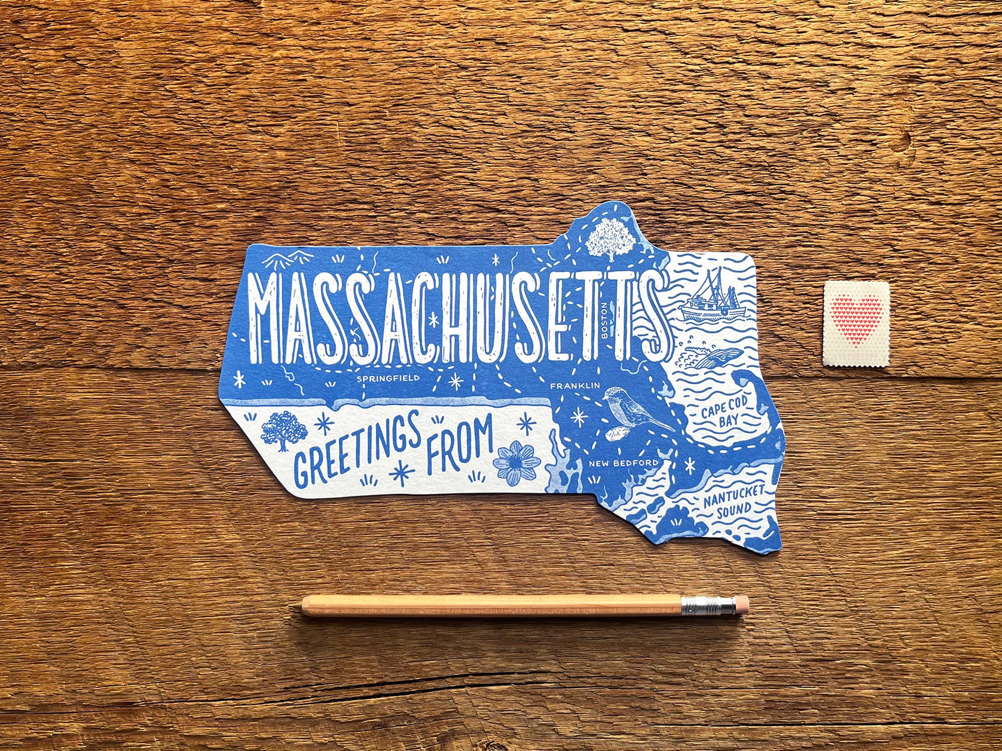 Noteworthy Paper & Press – wholesale Vykort – Massachusetts State vykort2