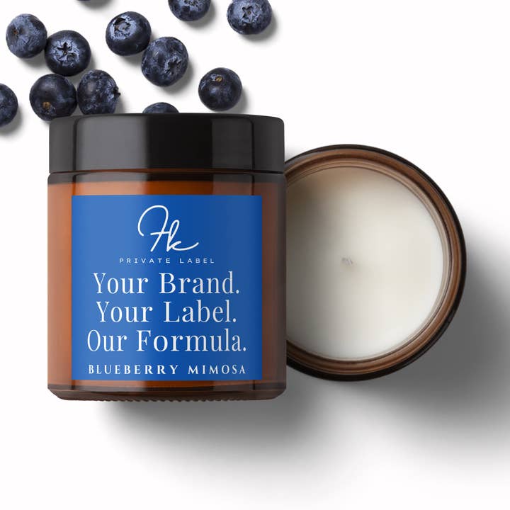 Vela de 10 oz de arándanos, mimosa, soja y cera de coco (personalizada) para venta al por mayor de FK Private Label Labs