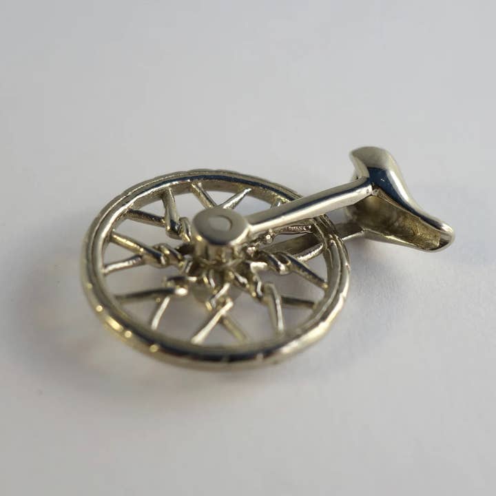 Ajmer by Jodi - Wholesale Individual charm/pendant - Small Lotus Spoke Unicycle Pendant ~ White Brass3