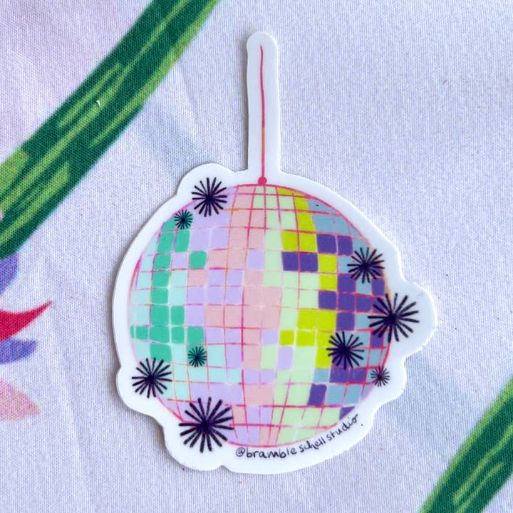 disco ball sticker for wholesale by Bramble Schell Studio