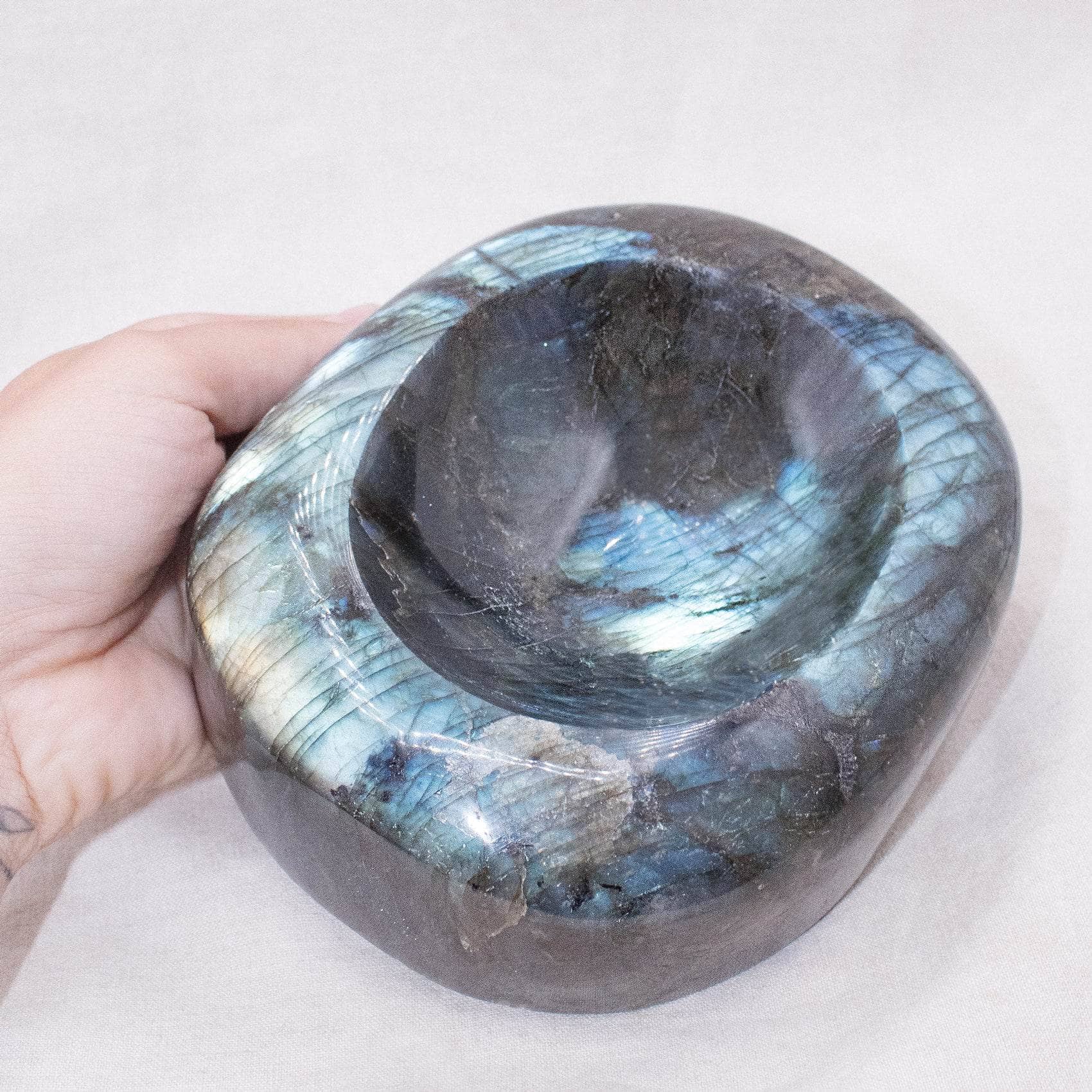 Tiny Rituals - Wholesale Spiritual Stone/Crystal - Genuine Labradorite Blue Flame Bowl - 1 of a Kind5
