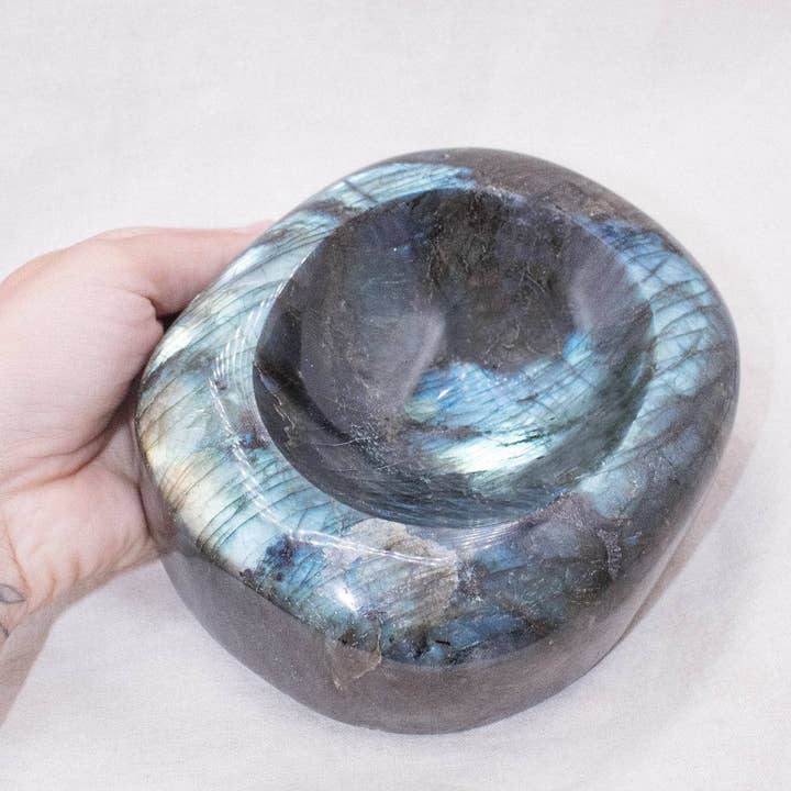 Tiny Rituals - Wholesale Spiritual Stone/Crystal - Genuine Labradorite Blue Flame Bowl - 1 of a Kind5