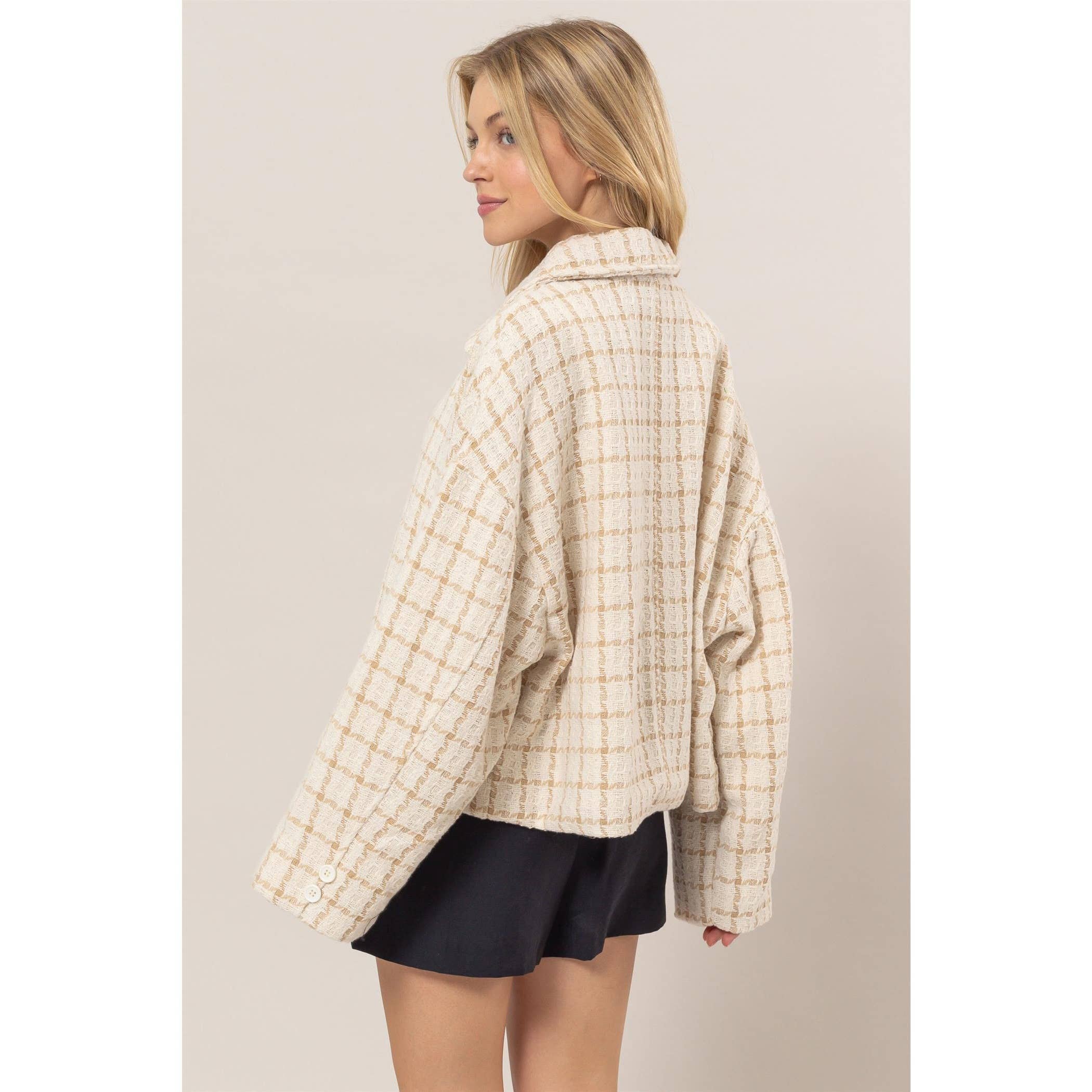 HYFVE - Vendita all'ingrosso Cappotto - Donna - Giacca oversize a quadri in tweed12