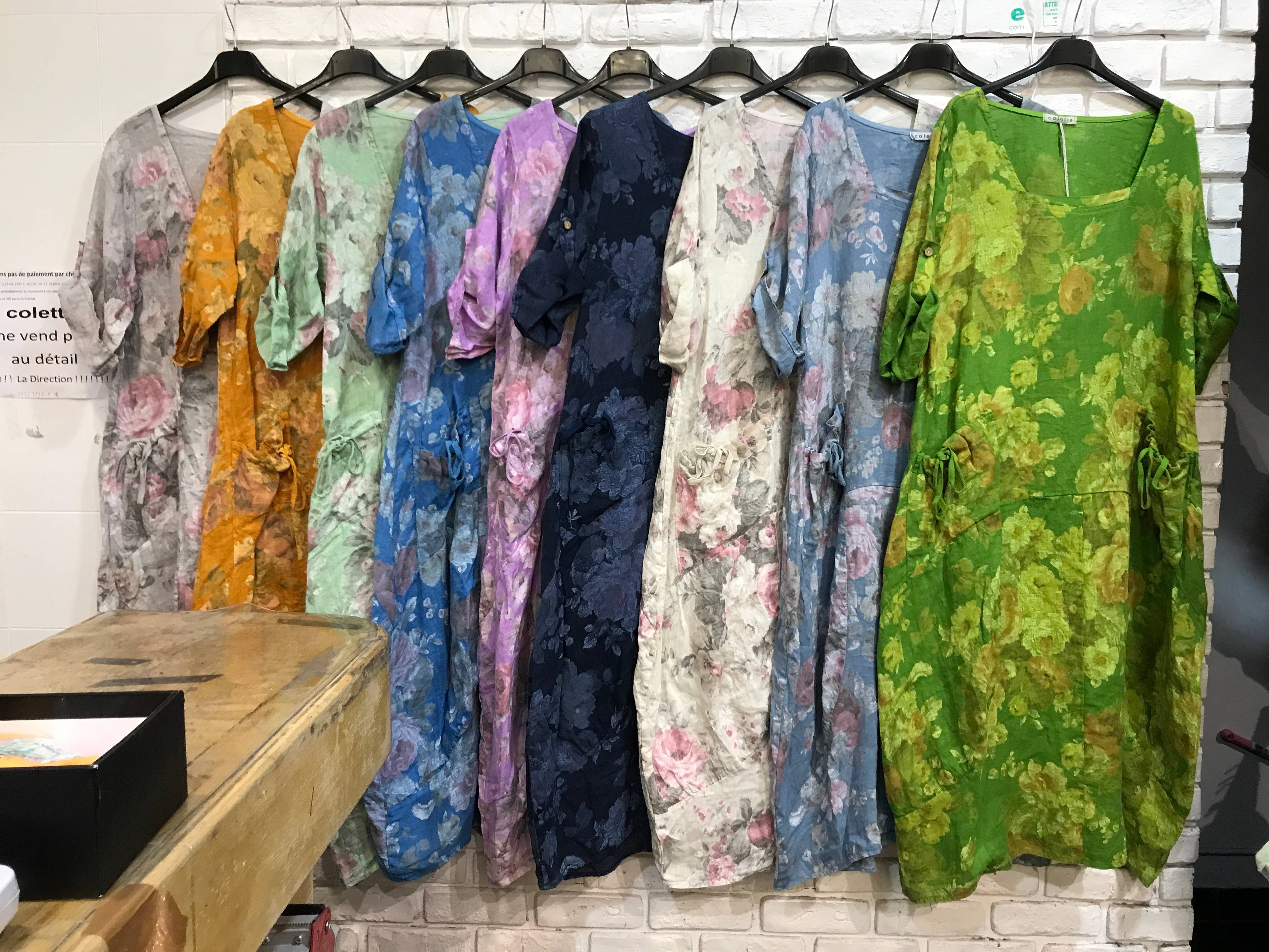 la maison des fibres naturelles – Großhandel Kleid – Damen – Leinenkleid mit floralem Muster, 100 % Leinen, Modell 6796727