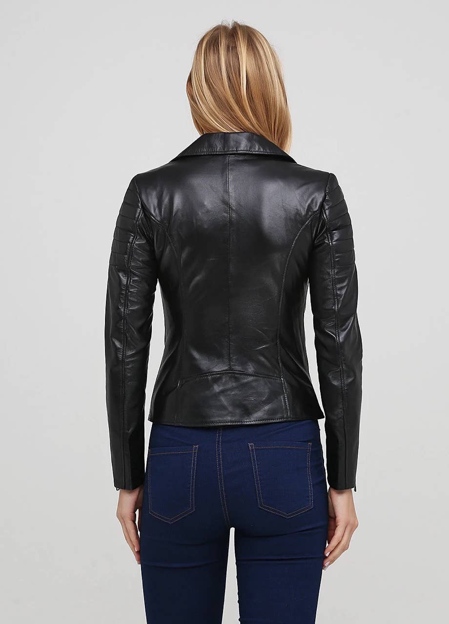 LeatherFactoryON - Wholesale Leather Jacket - Women's - Women's Motorcycle Biker Jacket - Genuine Lambskin Leather1