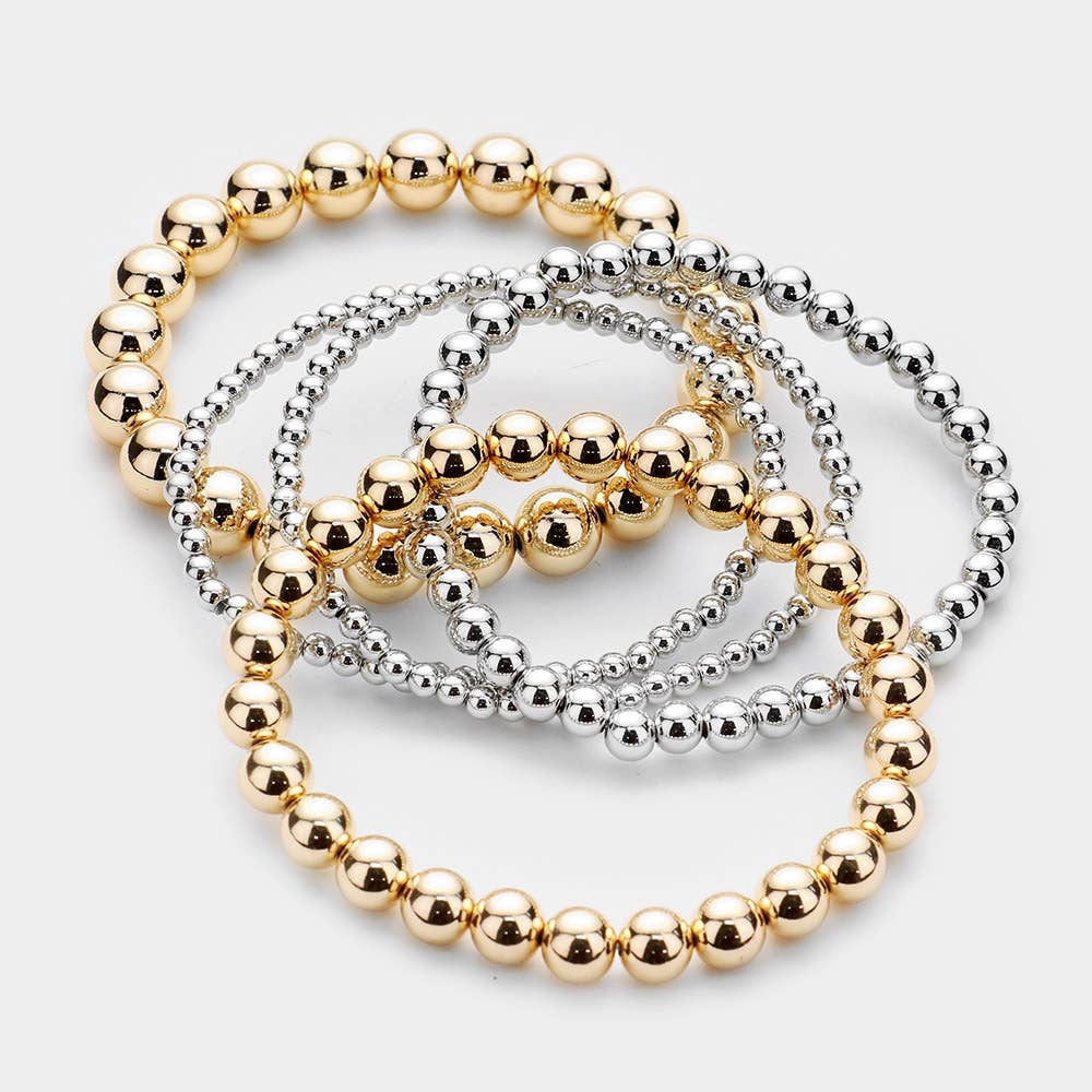 Sensibling Corp. – wholesale Jewellery set – 5PCS - Metal Ball Beaded Stretch Bracelets
9