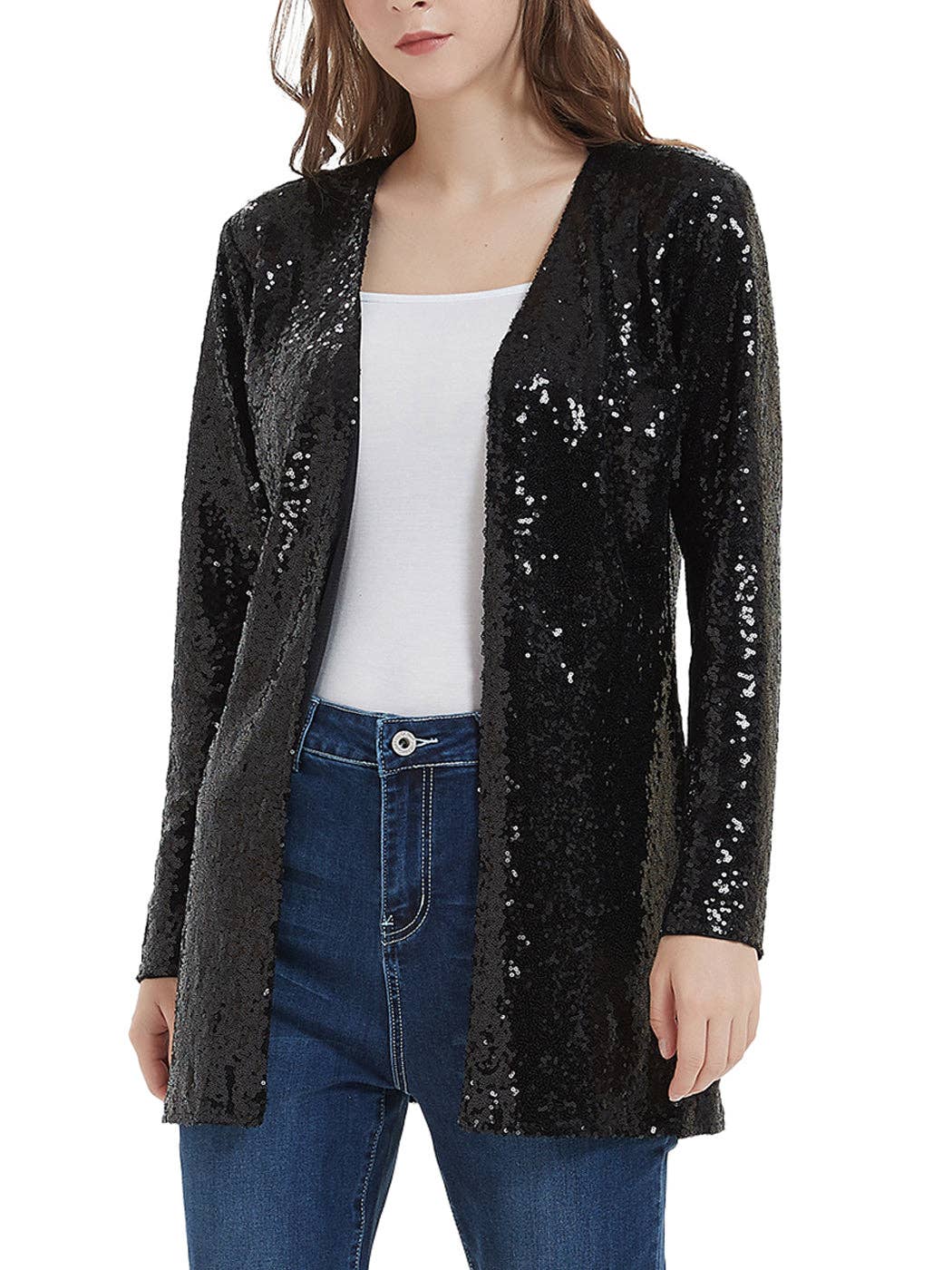 Anna Kaci Wholesale – wholesale Jacket – Women's – Women's Sequin Jacket Open Front Coat Blazer Party Cocktail7