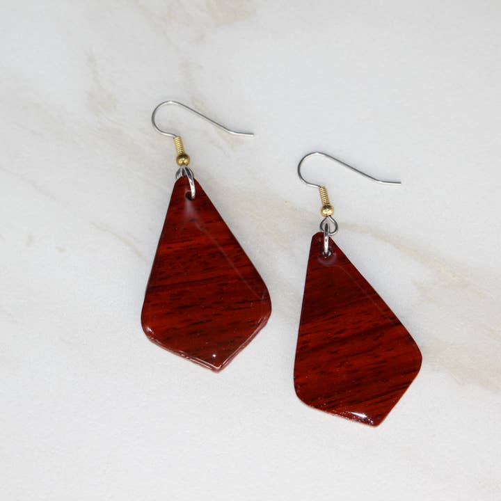 Ingrained - Wholesale Dangle Earrings - Padauk - Briolette