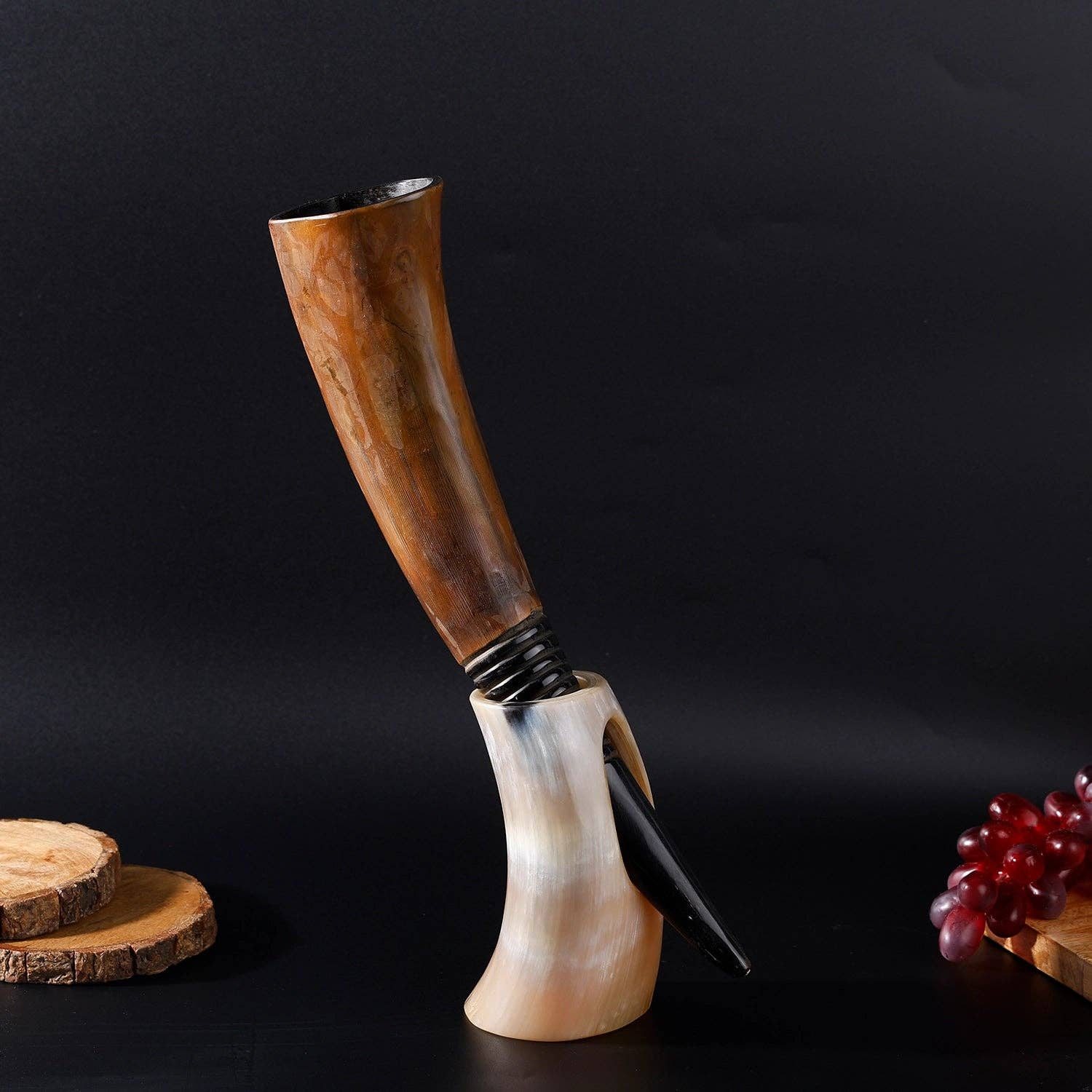 Handicrafts Home - Wholesale Drinking Glass/Cup - Drinking Horn with Stand - Holds Upto 16 oz, Auger8