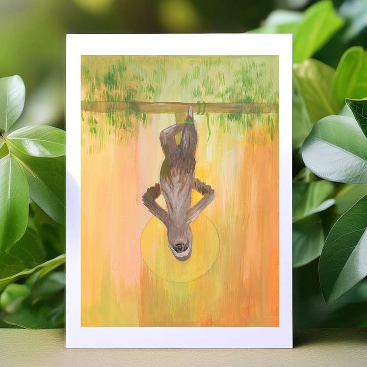 Sloth Tarot Major Arcana Greeting Card - XII Hanged Man for wholesale by Bonzo