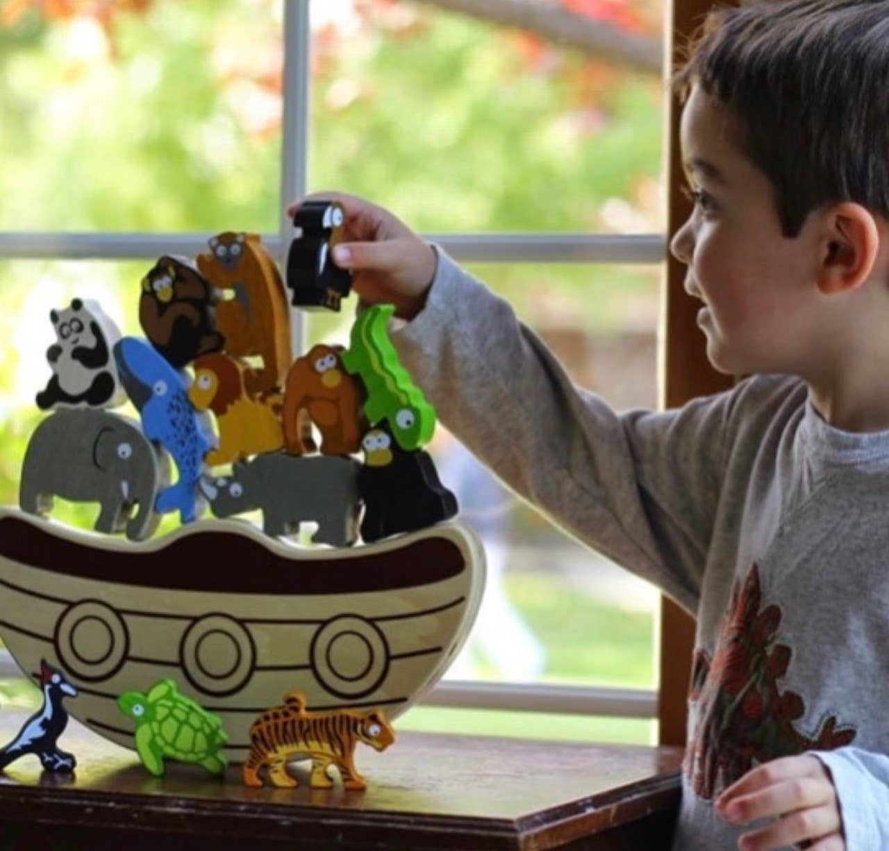 BeginAgain - Wholesale Wood Toy - Kids - Balance Boat Endangered Animals4