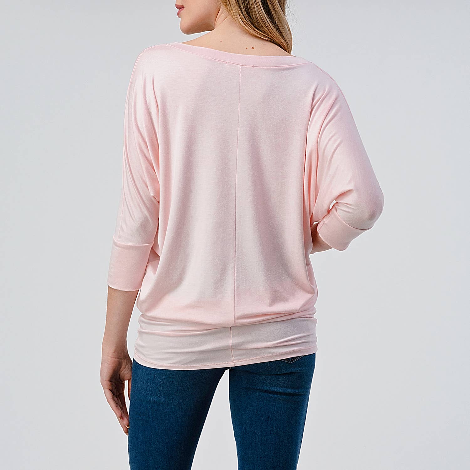 Heimious - Wholesale Knit Top - Women's - 3/4 Dolman Sleeve V-neck Modal Jersey Top, 2573103