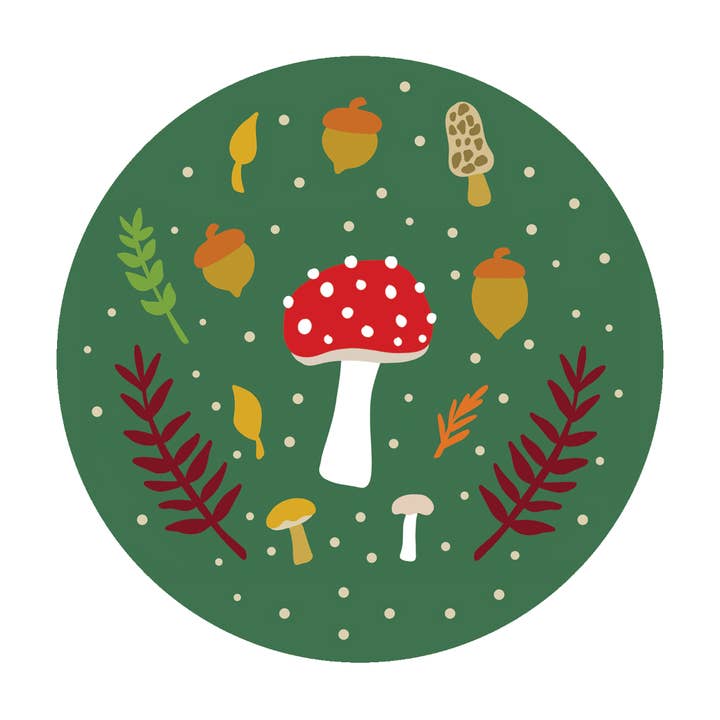 Made by Nilina - Wholesale Compact Mirror - Woodland Cabin Pocket Mirror - Deer Mushroom Nature Folk Art1