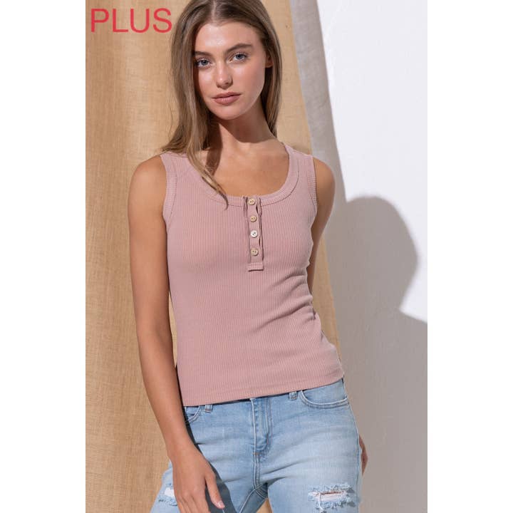 Sweet Generis - Wholesale Tanktop - Dames - PLUS GERIBBELDE HENLEY TANKTOP MET DRUKKNOP14