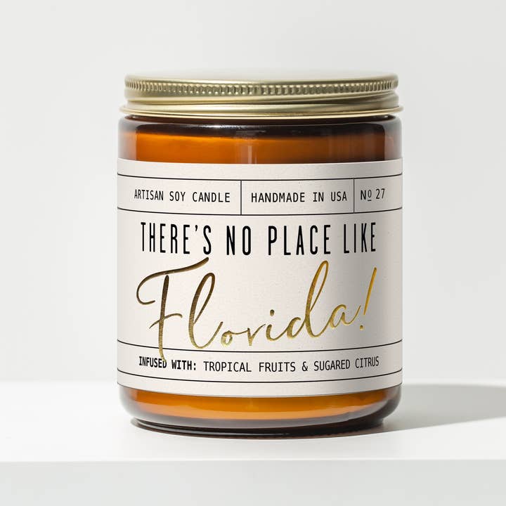 Vela de cera de soja «No hay lugar como Florida», regalos de estado para venta al por mayor de Soy and Sass