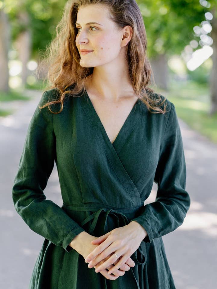 Son de Flor - Wholesale Dress - Women's - Wrap Dress, Long Sleeve12