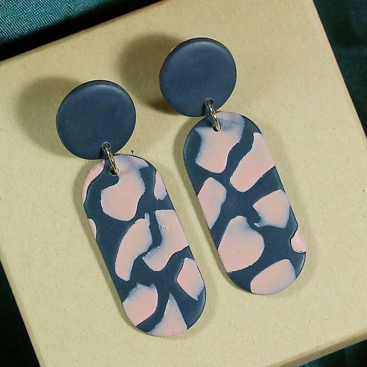 Øreringe - Les Lise and grøn terrazzo med lys rosa for engroshandel hos Club Paillettes