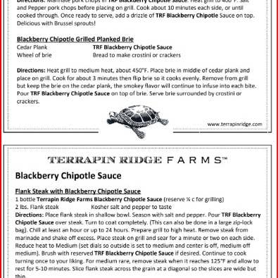 Recipe Card Blackberry Chipotle Sauce for wholesale by Terrapin Ridge Farms